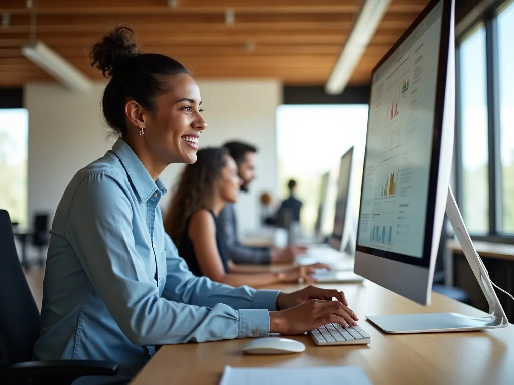 Operations professional reviewing automation dashboard